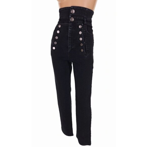Marissa Webb High Rise Straight Leg Jeans Size 23 00 XXS Womens Black - Picture 7 of 13
